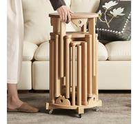 MOFGOE Stackable Stools Side Table, 6-in-1 Wood Stool, Sturdy and Durable, Nesting Stools Side Table, Round Wooden Stools, for Kitchen Living Room Bar Dorm,Wood