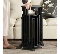 MOFGOE Stackable Stools Side Table, 6-in-1 Wood Stool, Sturdy and Durable, Nesting Stools Side Table, Round Wooden Stools, for Kitchen Living Room Bar Dorm,Black