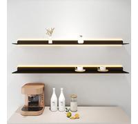 MOFGOE Versatile Floating Wall Shelves with LED Lights, Metal Long Shelf Picture Ledge for Wall Decor Storage, 1pcs Wall Mounted Bookshelf, for Bedroom, Bathroom, Living Room, Kitchen,80cm/31.5in