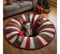 MOFIC 23.6in Christmas Decorations 3D Rug, Xmas Optical Illusion Rugs, Santa Claus Round Mat, Non-Slip Rugs with Depth Pattern for Holiday Entryway Living Room Bedroom Christmas Decor (F)