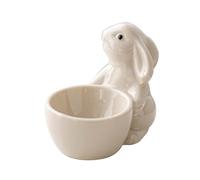 MOFIC Ceramic Egg Cups,Cute Easter Rabbit Egg Cup, Novelty Easter Egg Holder Stand Egg Cups, Bunny Egg Holder for Easter Table Home Decoration (White)