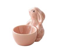 MOFIC Ceramic Egg Cups,Cute Easter Rabbit Egg Cup, Novelty Easter Egg Holder Stand Egg Cups, Bunny Egg Holder for Easter Table Home Decoration (Pink)