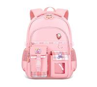 MOFIC Girls Backpack School Bags,Kawaii Kid's Backpack,Large Capacity Rucksack for Primary School,Multi-Pocket Waterproof School Backpacks for 6-14 Years Old (Pink)