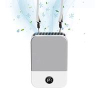 MOFIC Handheld Fan, Portable Neck Hanging Fan with 3 Speeds, USB Rechargeable Mini Hand Held Fan with Digital display, Powerful Desk Fan with Base for Home School Travel Outdoor Activities (White)