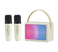 MOFIC Karaoke Machine 2 Wireless Microphones for Kids & Adult, Portable Bluetooth Karaoke Machine Speaker With Voice Changing Effects & LED Gradient Light for Home Karaoke Birthday Party Gifts,Beige