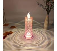 MOFIC LED Flameless Candle Lights With Rose Shadow - Battery Operated Pillar, Realistic and Bright - Romantic Fake Candles for Halloween, Christmas, Weddings, Festivals Decoration (Pink)