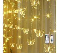 MOFIC Ramadan Decorations Window Hanging Lights,1.5 M USB Butterfly Fairy Curtain Lights with Remote Control Butterfly String Lights for Bedroom Home (Warm White)