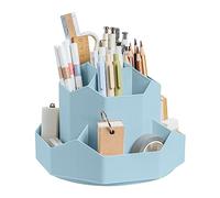 MOFIC Rotating Pen Holder,Desktop Stationary Organiser,360°rotatable 9 Compartments, Upgraded Large Capacity,Office Supplies for Pen Holder for Desk Tidy Makeup Brush Holder (Blue)