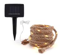 MOFIC Solar Powered String Lights Outdoor, 5M Garden Natural Hemp Rope String Fairy Light with 100 LED Warm White Lamp for Trees,Pergolas,Wedding,Party