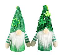 MOFIC St Patricks Day Gnomes Decoration, Light up Shamrock Plush Gnome Lucky Four Leaf Clover Gnome Faceless Doll Spring Irish Gnomes St Patricks Day Gifts (A+B)