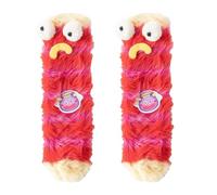 MOFIC Women Cartoon Monster Socks, Warm Fluffy Slipper Socks with Cute Big Eyes, Home Bed Socks Girls Warm Socks Floor Socks for Women and Girls, Cosy Soft Fuzzy Christmas Sock (Red)