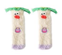 MOFIC Women Cartoon Monster Socks, Warm Fluffy Slippers With Cute Big Eyes, Home Bed Floor Socks for Girls, Cosy Soft Fuzzy Christmas Sock (White)