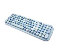 MOFII Bluetooth Wireless Keyboard for iPad, Laptop, PC, Mac, Smartphone, Connect 3 Bluetooth Devices, Cute Colorful Round Keys Retro Aesthetic Keyboard - Blue