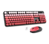 MOFII Wireless Keyboard and Mouse Combo, 2.4GHz Retro Typewriter Keyboard Full Size, Cute Wireless Mice, USB Dongle Plug and Play, for Laptop, PC, Desktop, Windows (Black Red Gradient Color)