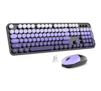 MOFII Wireless Keyboard and Mouse Combo, 2.4GHz Retro Typewriter Keyboard Full Size, Cute Wireless Mice, USB Dongle Plug and Play, for Laptop, PC, Desktop, Windows (Black Purple Gradient Color)
