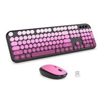 MOFII Wireless Keyboard and Mouse Combo - Blackpink-Gradient Full-Sized Plug and Play Colorful Computer Keyboards - 104 Keys Round Keycap USB 2.4G Cute Keyboard for Windows/Laptop/Mac/Desktop/PC