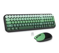 MOFII Wireless Keyboard and Mouse Combo, Compact Small Keyboard with Large Print, 2.4GHz Retro Typewriter Keyboard, Quiet Click Mouse for PC, Laptop, Desktop, Windows (Black Green Gradient)