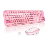 MOFII Wireless Keyboard and Mouse Combo,Cute Full Size Keyboard and Wireless Mouse,Retro Typewriter Keyboard 2.4Ghz Wireless Mouse Set for