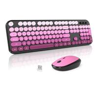 MOFII Wireless Keyboard and Mouse Combo, Cute Keyboard Full Size and Wireless Mouse, 2.4GHz Retro Typewriter Keyboard Mouse Set for PC/Desktop/Laptop/Windows (Black Pink)