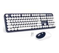 MOFII Wireless Keyboard and Mouse Combo, Dark Blue 2.4G Full Size Keyboard, Round Key Typewriter Keyboards and Cute Mice with 2 in 1 USB Dongle, for PC Laptop Chromebook Smart TV