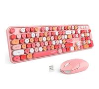 MOFII Wireless Keyboard and Mouse Combo, Full Size Typewriter Keyboard with Multi-Media Function Keys and Number Pad for Office PC Computer Laptop Desktop Windows (Pink Colorful)
