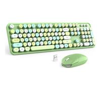MOFII Wireless Keyboard and Mouse Combo, Retro Green 2.4GHz Full Size Colorful Keyboards with Round Keycaps, Cute Wireless Mouse for Laptop, PC, Chromebook, Smart TV, Computer, Windows