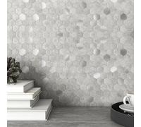 MOFIT Hexagon 3D Self-Adhesive Wall Tile Stickers,Kitchen Splashback Marble Effect & Metal Mosaic Peel and Stick Wall Tiles Heat Resistant(Cement Grey,10sheets)
