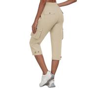 MoFiz Capri Pants for Women uk Elasticated Three Quarter Length Trousers