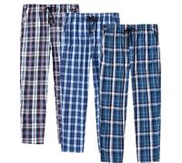 MoFiz Mens Cotton Checked Pyjamas Bottoms Pants Lounge Trousers Nightwear Sleepwear Plaid Button Fly 3-Pack Size 2XL
