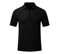 MoFiz Men's Golf Polo Shirts Stretch Casual Work Golf Top Breathable Wicking Rugby Sports Hiking Polo T Shirts with 1/4 Zip Black Size US 2XL