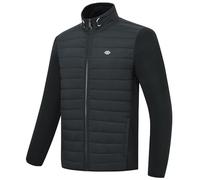 MoFiz Men's Jackets Lightweight Insulated Hybrid Down Jacket Full Zip Running Hiking Travel Outdoor Coat Black Size US 3XL