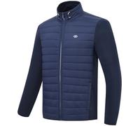 MoFiz Men's Jackets Lightweight Insulated Hybrid Down Jacket Full Zip Running Hiking Travel Outdoor Coat Navy Size US 3XL