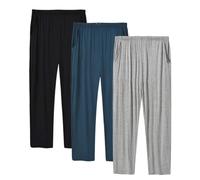 MoFiz Men's Lounge Pyjama Trousers Pants Modal Long Pyjamas Bottoms Loungewear Pajama Pants (Black,Blue, Grey) Size L