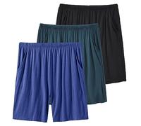 MoFiz Men's Lounge Wear Pyjama Shorts Sleepwear Soft Comfy Modal Knit Pyjamas PJ Bottoms with Pockets (Black,Dark-green,Blue) Size 2XL