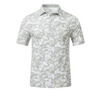 MoFiz Men's Polo Shirts Short Sleeve Printed Golf Top Breathable Casual Outdoor Tropical Holiday Beach Golf Polo Shirts Tropical Plants Light Green Size US 2XL /EU 3XL