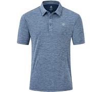 MoFiz Men's Short Sleeve Polo Shirts Casual Golf Work Top Moisture Wicking Sports Fitness Hiking Polo T-Shirts Light-Blue Size 2XL
