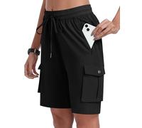 MoFiz Women's Cargo Hiking Shorts Lightweight Sport Workout Running Short Pant Quick Dry Walking Outdoor Shorts Multi Pockets Black US S/EU M