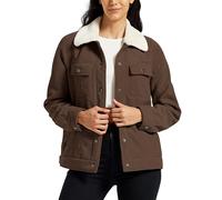 MoFiz Women's Fleece Jacket Warm Sherpa Lined Winter Coat Fashion Button Down Casual Corduroy Jacket with Multi-Pockets Brown Size US S