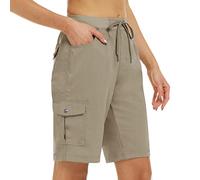 MoFiz Women's Hiking Cargo Shorts Quick Dry Running Jogger Shorts Lightweight Active Sport Athletic Golf Short Pant with Pockets Khaki Size US M/EU L