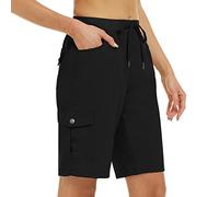 MoFiz Women's Hiking Cargo Shorts Quick Dry Running Jogger Shorts Lightweight Active Sport Athletic Outdoor Short Pant with Pockets Black Size US M/EU L