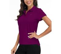 MoFiz Women's Short-Sleeve Polos Lady-fit Golf Shirts Plain Classic Pique Polo Shirts Dark-Purple Size 2XL