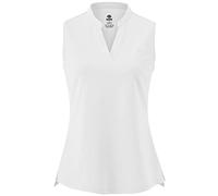 MoFiz Women's Sleeveless Running T-Shirt Cotton Slim Fit Golf Polo Shirts V-Neck Workout Activewear Top White X-Large