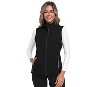 MoFiz Women's Softshell Gilet Windproof Vest Fleece Gilet Lightweight Sleeveless Jacket for Running Hiking Golf Black S