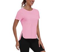 MoFiz Womens UPF 50+ Short Sleeve Athletic Tops UV Sun Protection Shirt Quick Drying Beach Rashguard Pink UK XL
