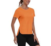 MoFiz Womens UPF 50+ Short Sleeve Athletic Tops UV Sun Protection Shirt Quick Drying Beach Rashguard Orange UK 2XL