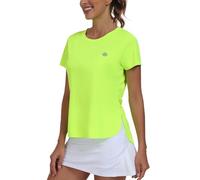 MoFiz Womens UPF 50+ Short Sleeve Athletic Tops UV Sun Protection Shirt Quick Drying Beach Rashguard Bright Green UK S