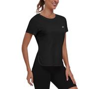 MoFiz Womens UPF 50+ Short Sleeve Athletic Tops UV Sun Protection Shirt Quick Drying Beach Rashguard Black UK XS