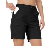 MoFiz Women's Walking Hiking Shorts Water-Resistant Summer Cargo Shorts Quick Dry Lightweight Outdoor Travel Golf Short Pant Black Size EU XL