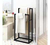 MOFLUT Freestanding Towel Rail Towel Holder for Bathroom, 2-Tier Towel Rack Stand for Bath&Hand Towels Storage, Black