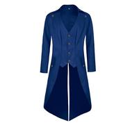 MOFOVELY Halloween Mens Pirate Costume Steampunk Tuxedo Goth Jacket Tailcoat Renaissance Outfit (4XL,Z3725BU)